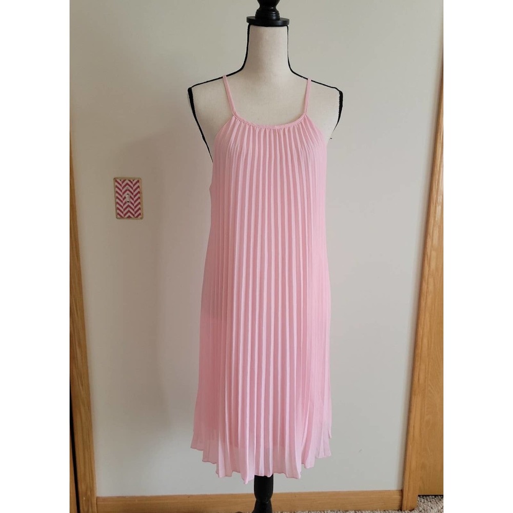 Ellames Sz XL Light Pink Pleated Summer Midi Dress